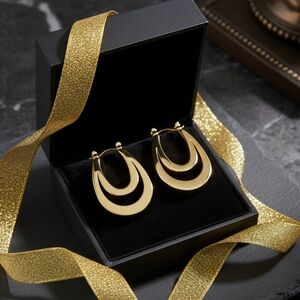 🆕️Minimalist U-Shaped Crescent Moon 🌙 Hoop Earrings - 316L Stainless Steel ✨